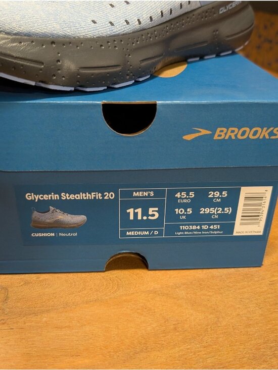 Brooks Men\'s Glycerin 20 Neutral Running Shoe Light Blue/Nine Iron/Sulphur 11.5 main image 11